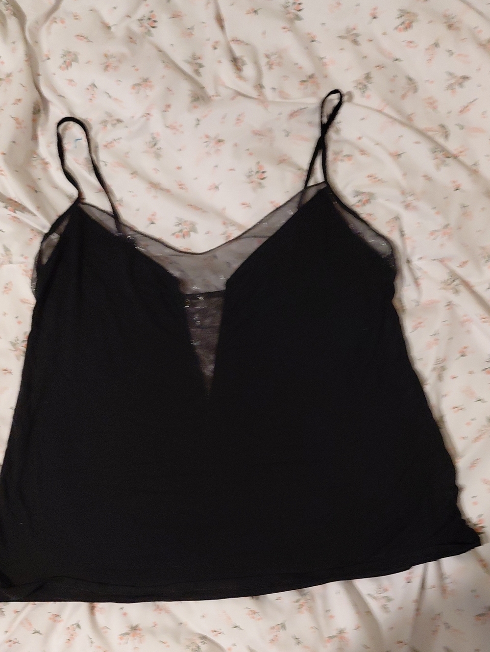 Victoria's Secret Black Mesh-Detail Camisole